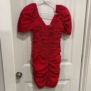 Free People Red Ruched Mini Dress